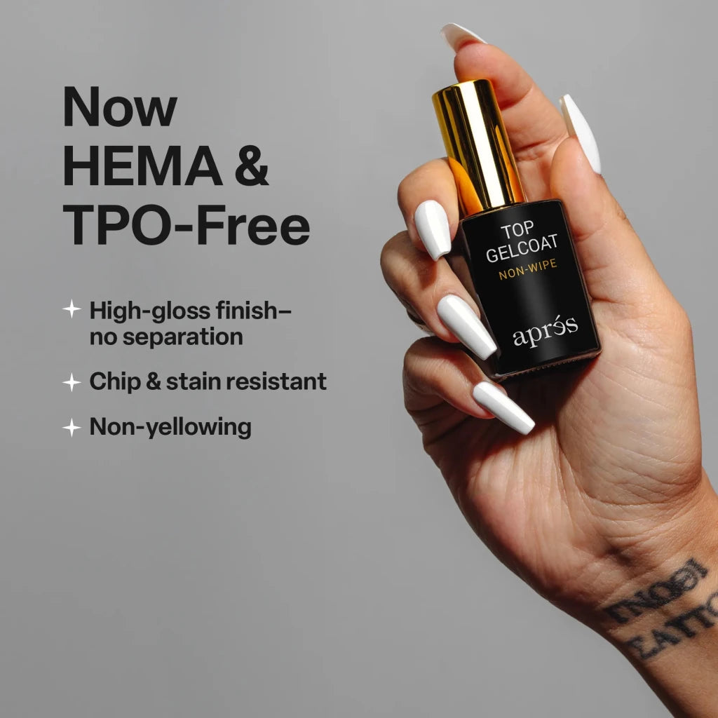 Aprés - Non-Wipe Glossy Top Gelcoat, 15ml (HEMA-free, TPO-free) - Level Up Beauty Supply