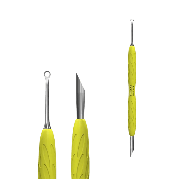 Staleks Pro UNIQ 11 Type 2 Pusher Gummy with yellow silicone handle (PQ-11/2) - Level Up Beauty Supply