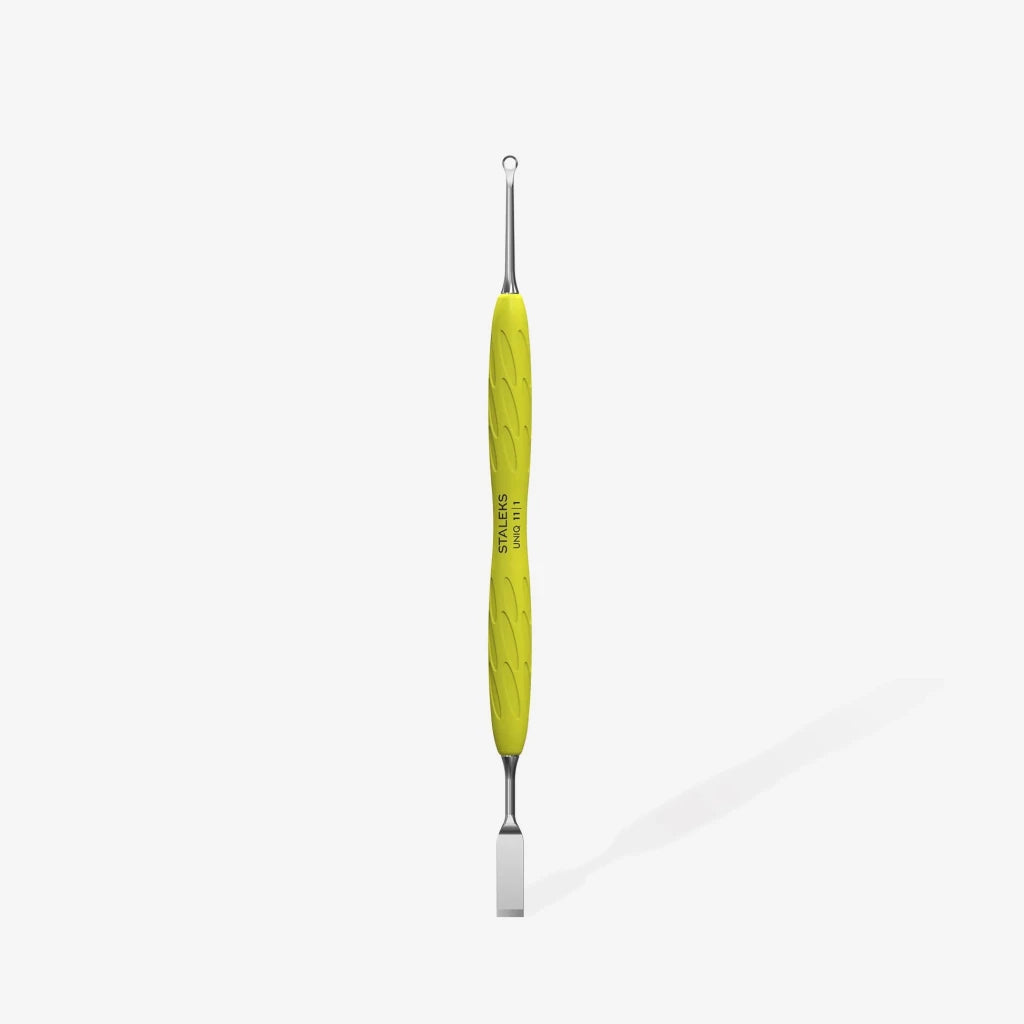 Staleks Pro UNIQ 11 Type 1 Pusher Gummy with yellow silicone handle (PQ-11/1) - Level Up Beauty Supply
