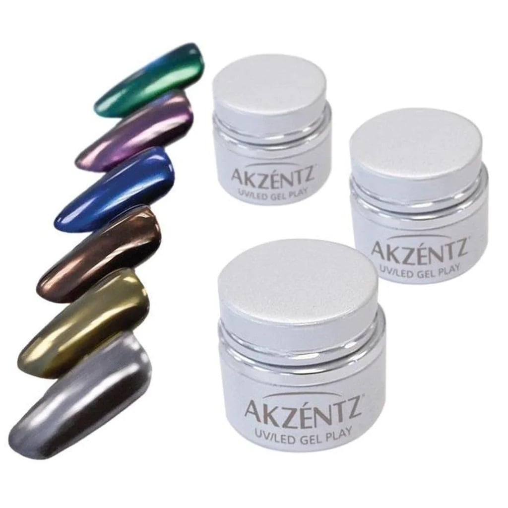 AKZENTZ Gel Play Pearlescent Powder Set, Pack of 6x1g - Level Up Beauty Supply