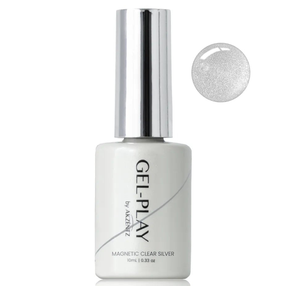 AKZENTZ UV/LED Gel Play in a Bottle - Magnetic Clear Silver 10g/.0.35oz - Level Up Beauty Supply