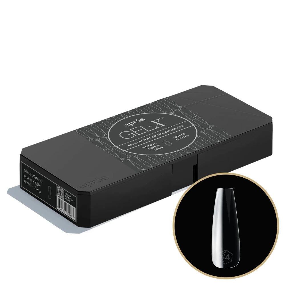 Aprés - Gel-X® Natural Coffin Long Box of Tips - Mini (14 sizes, 280pcs) - Level Up Beauty Supply