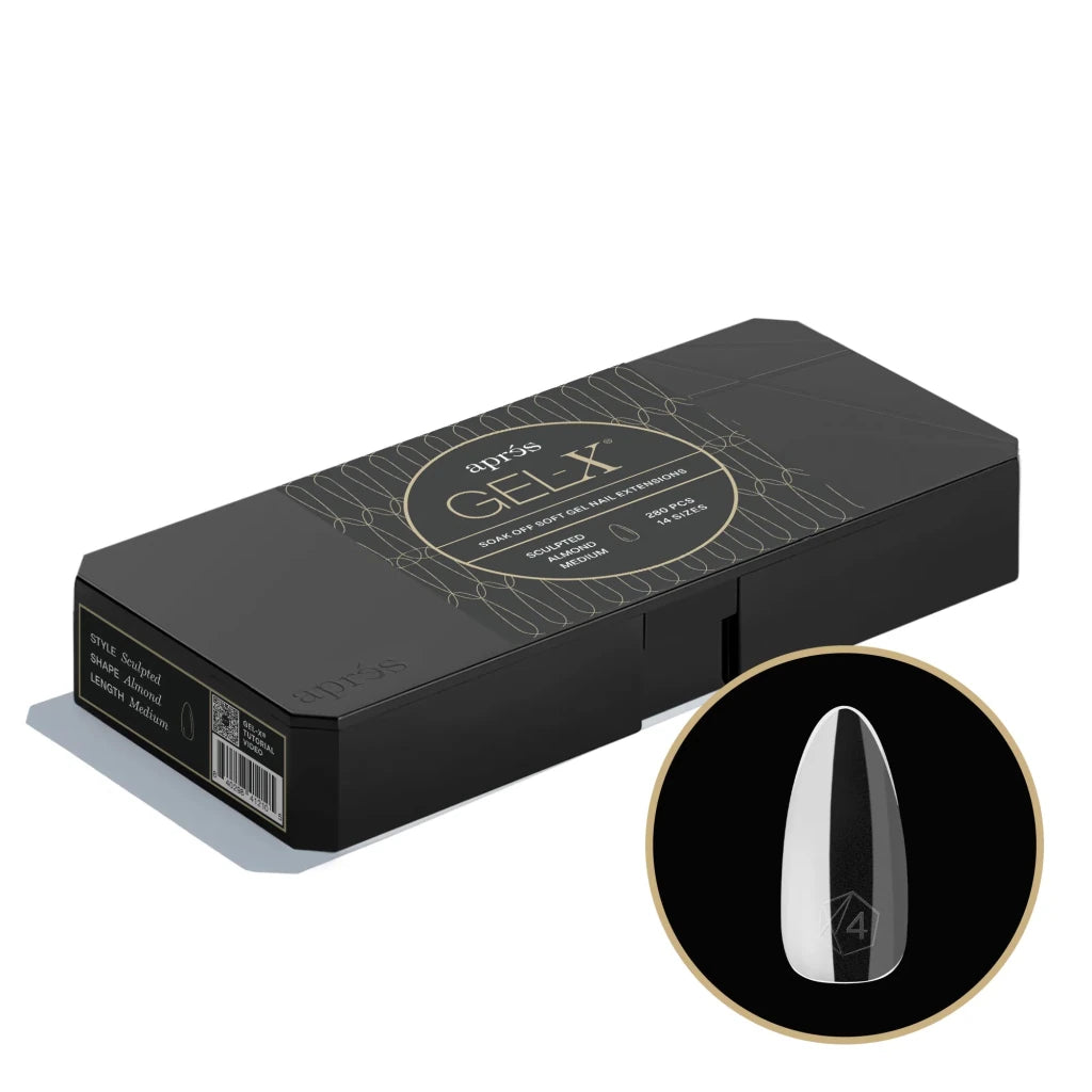 Aprés - Gel-X® Sculpted Almond Medium Box of Tips - Mini (14 sizes, 280pcs) - Level Up Beauty Supply