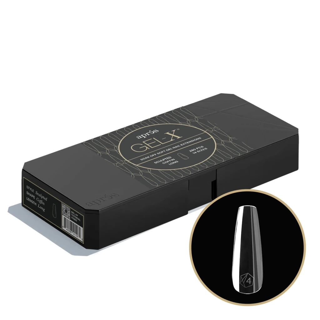 Aprés - Gel-X® Sculpted Coffin Long Box of Tips - Mini (14 sizes, 280pcs) - Level Up Beauty Supply
