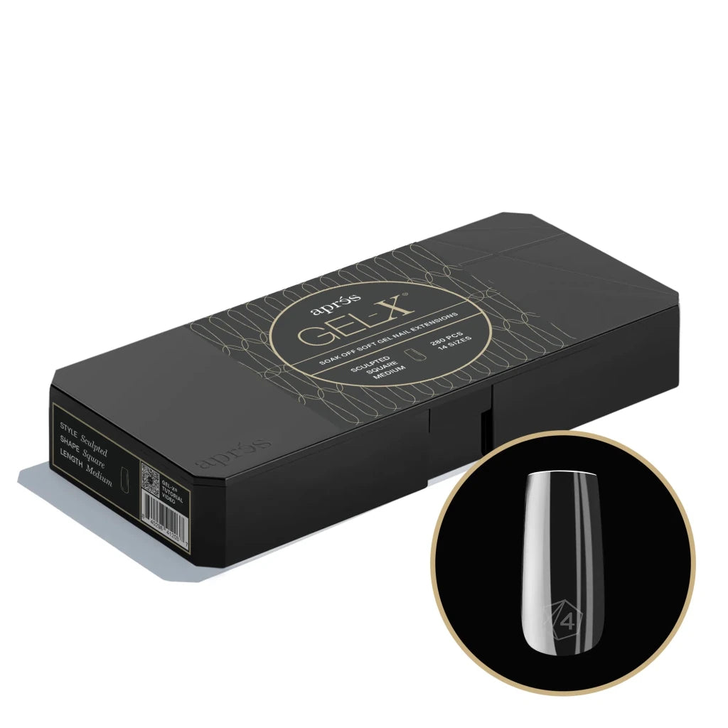 Aprés - Gel-X® Sculpted Square Medium Box of Tips - Mini (14 sizes, 280pcs) - Level Up Beauty Supply