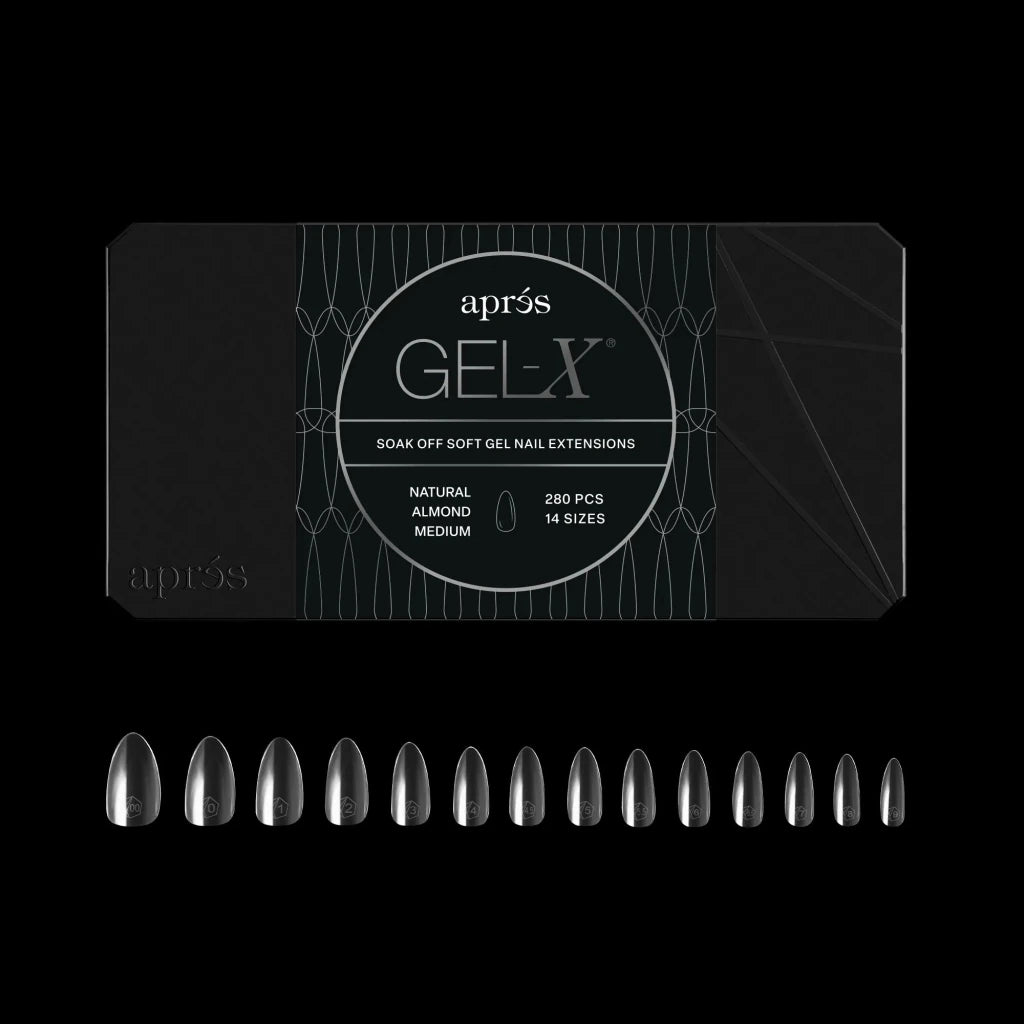 Aprés - Gel-X® Natural Almond Medium Box of Tips - Mini (14 sizes, 280pcs) - Level Up Beauty Supply