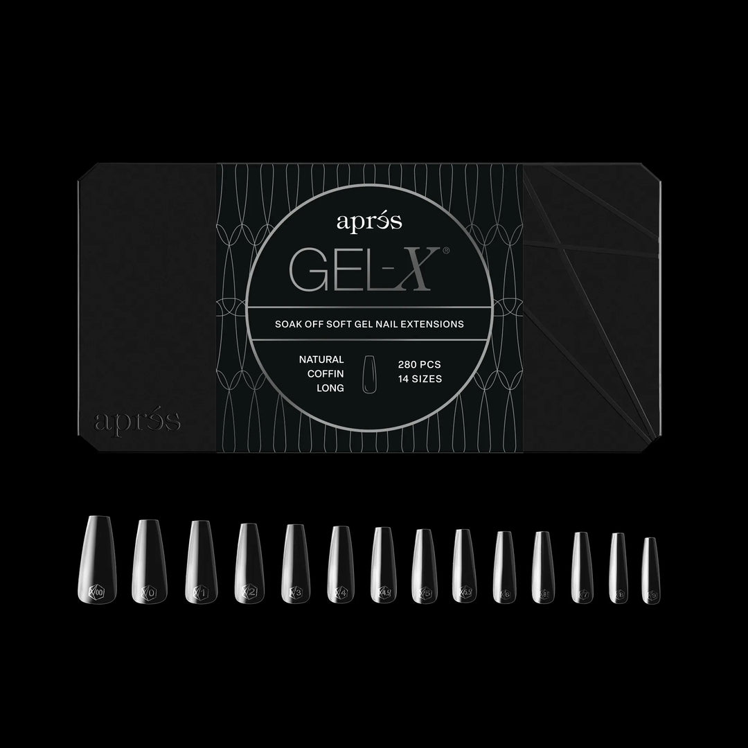 Aprés - Gel-X® Natural Coffin Long Box of Tips - Mini (14 sizes, 280pcs)