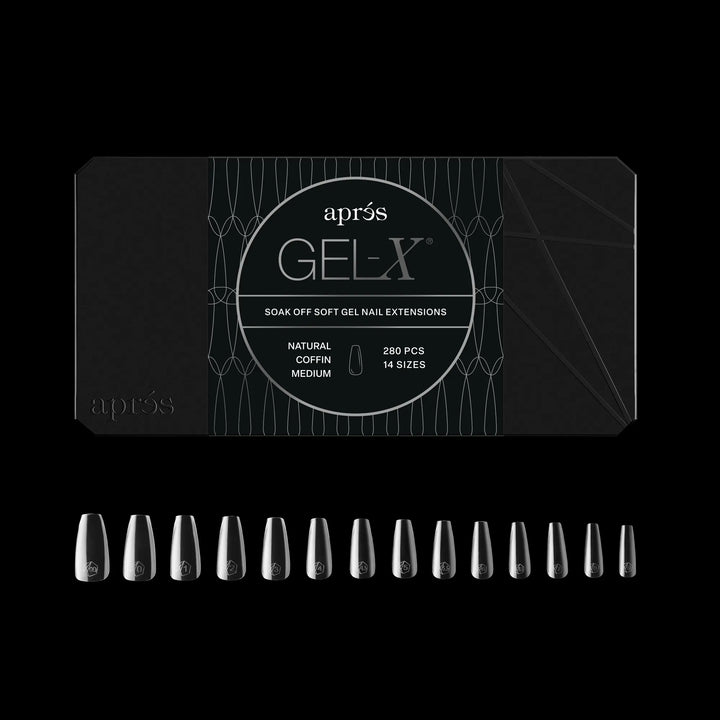 Aprés - Gel-X® Natural Coffin Medium Box of Tips - Mini (14 sizes, 280pcs)