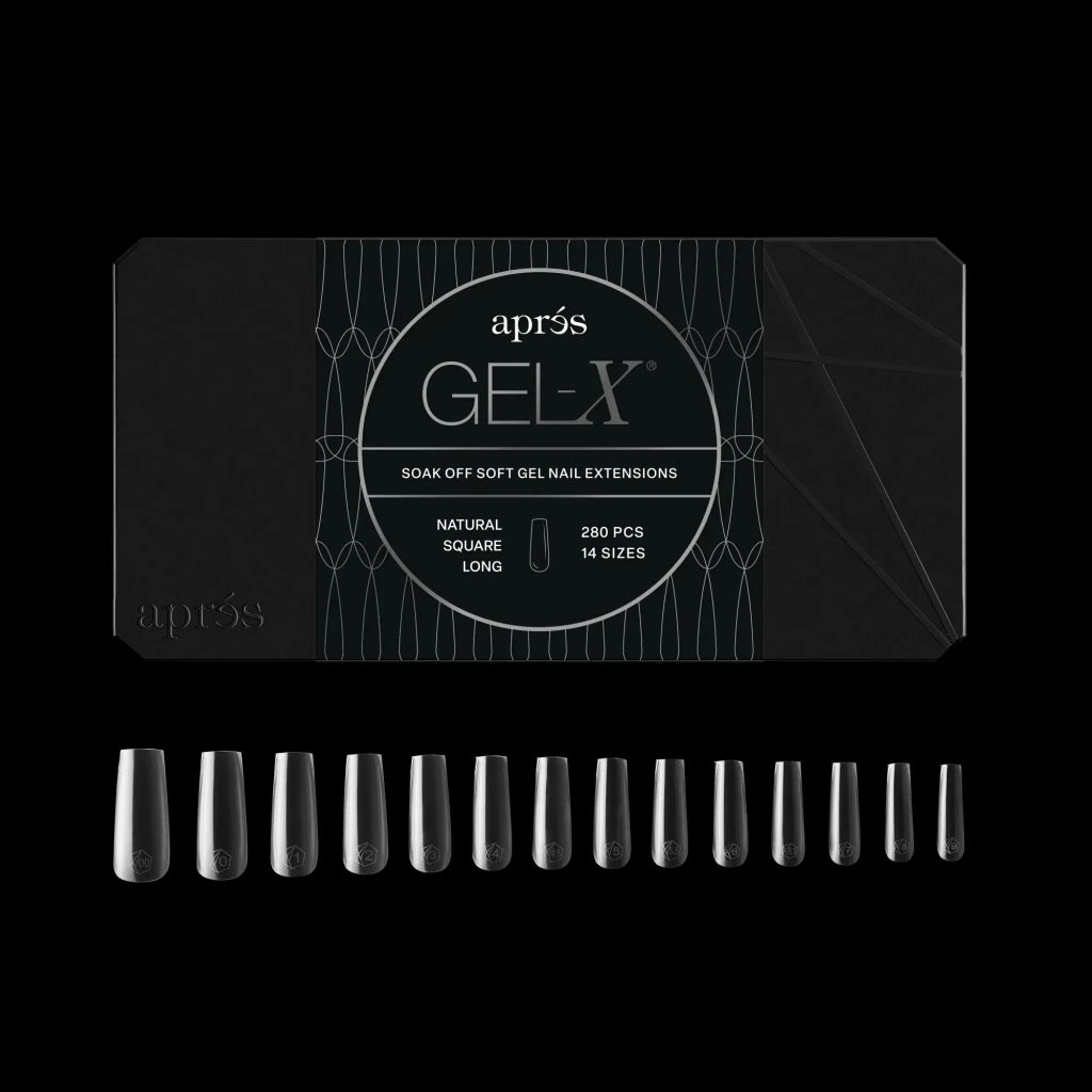 Aprés - Gel-X® Natural Square Medium Box of Tips - Mini (14 sizes, 280pcs) - Level Up Beauty Supply