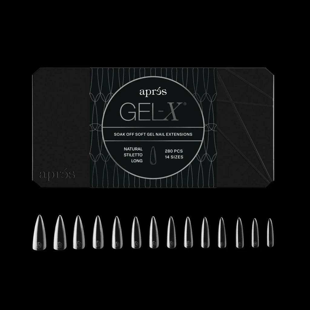 Aprés - Gel-X® Natural Stiletto Long Box of Tips - Mini (14 sizes, 280pcs) - Level Up Beauty Supply