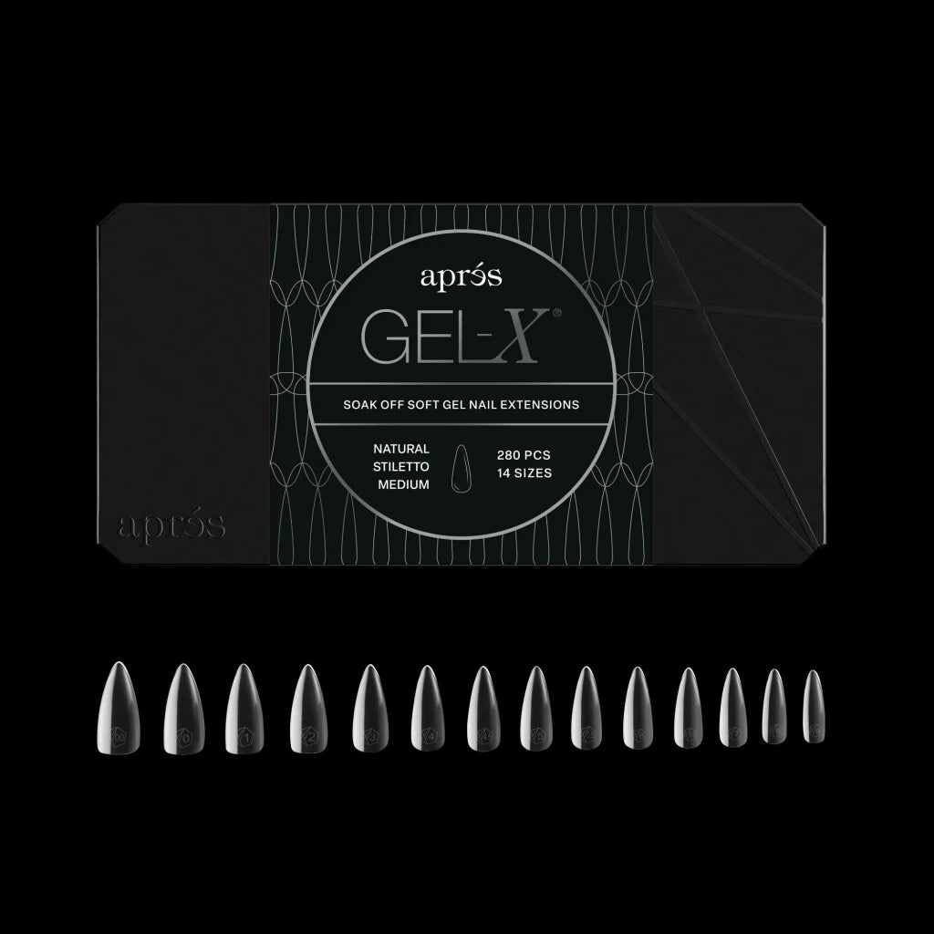 Aprés - Gel-X® Natural Stiletto Medium Box of Tips - Mini (14 sizes, 280pcs) - Level Up Beauty Supply
