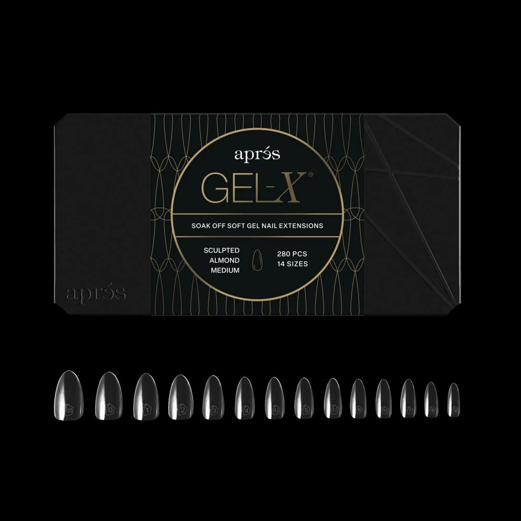 Aprés - Gel-X® Sculpted Almond Medium Box of Tips - Mini (14 sizes, 280pcs) - Level Up Beauty Supply