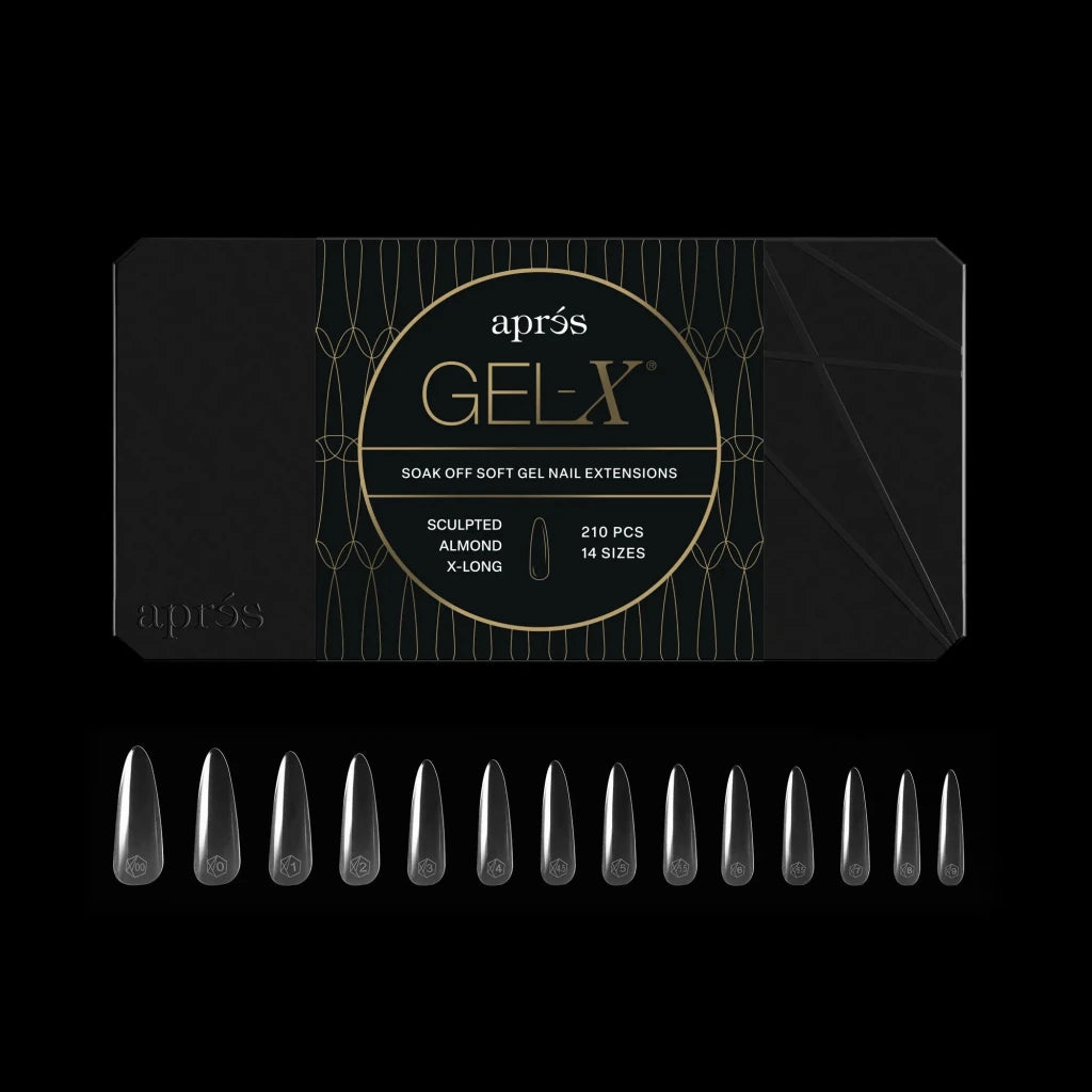 Aprés - Gel-X® Sculpted Almond Extra Long Box of Tips - Mini (14 sizes, 210pcs) - Level Up Beauty Supply