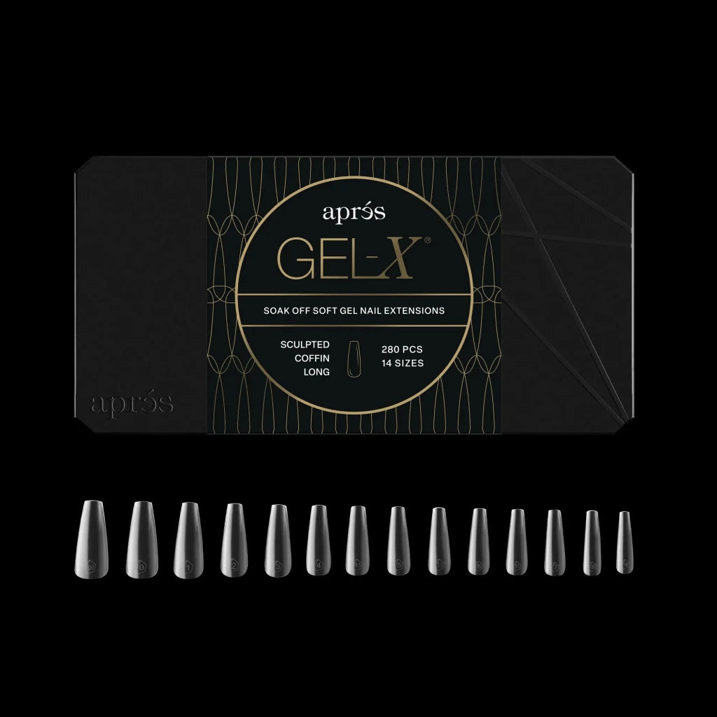 Aprés - Gel-X® Sculpted Coffin Long Box of Tips - Mini (14 sizes, 280pcs) - Level Up Beauty Supply