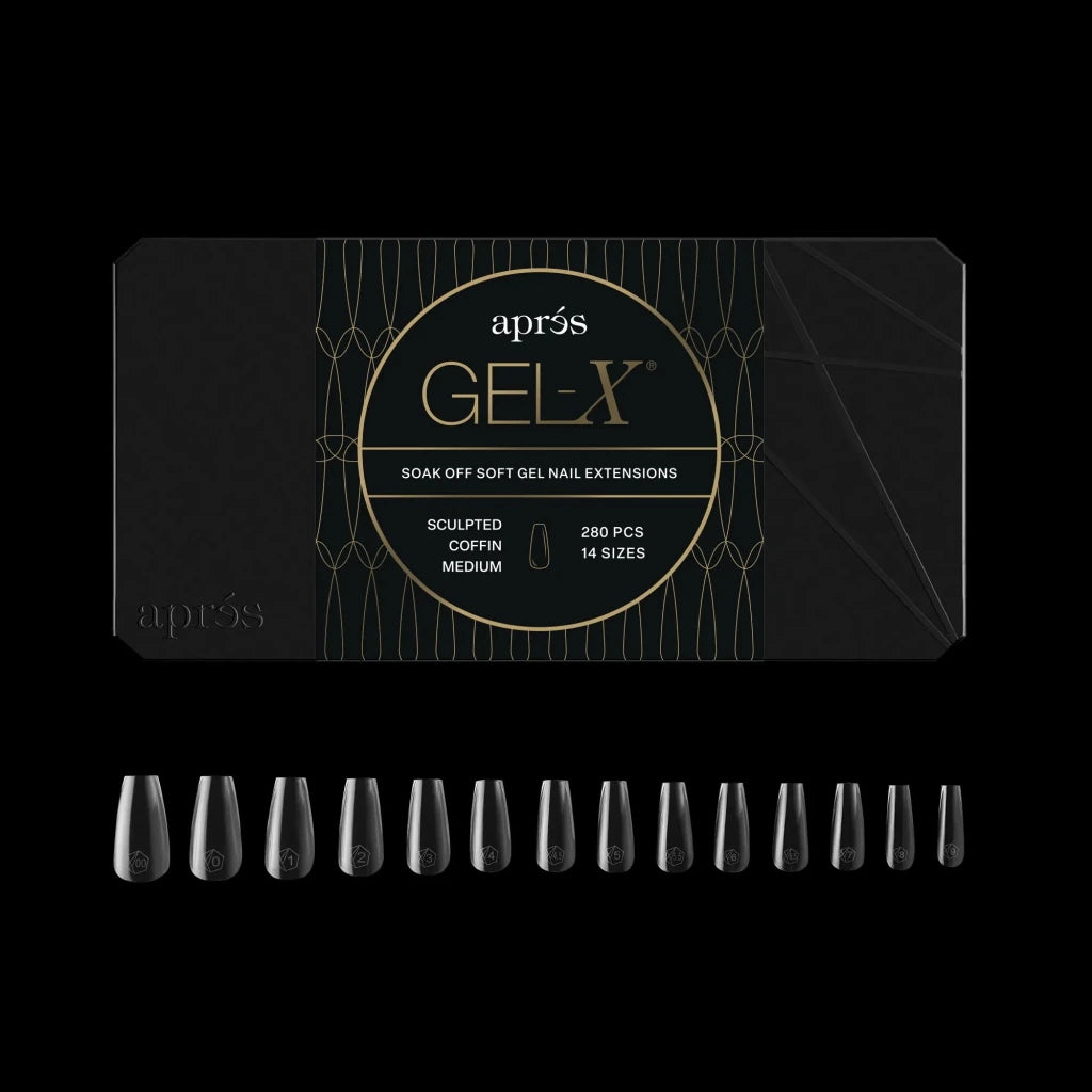 Aprés - Gel-X® Sculpted Coffin Medium Box of Tips - Mini (14 sizes, 280pcs) - Level Up Beauty Supply