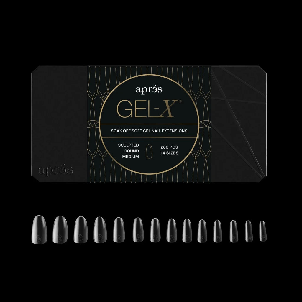 Aprés - Gel-X® Sculpted Round Medium Box of Tips - Mini (14 sizes, 280pcs) - Level Up Beauty Supply