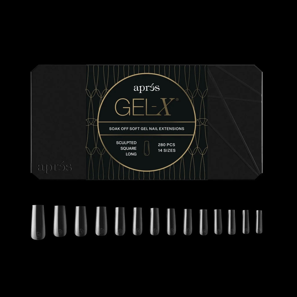 Aprés - Gel-X® Sculpted Square Long Box of Tips - Mini (14 sizes, 280pcs) - Level Up Beauty Supply
