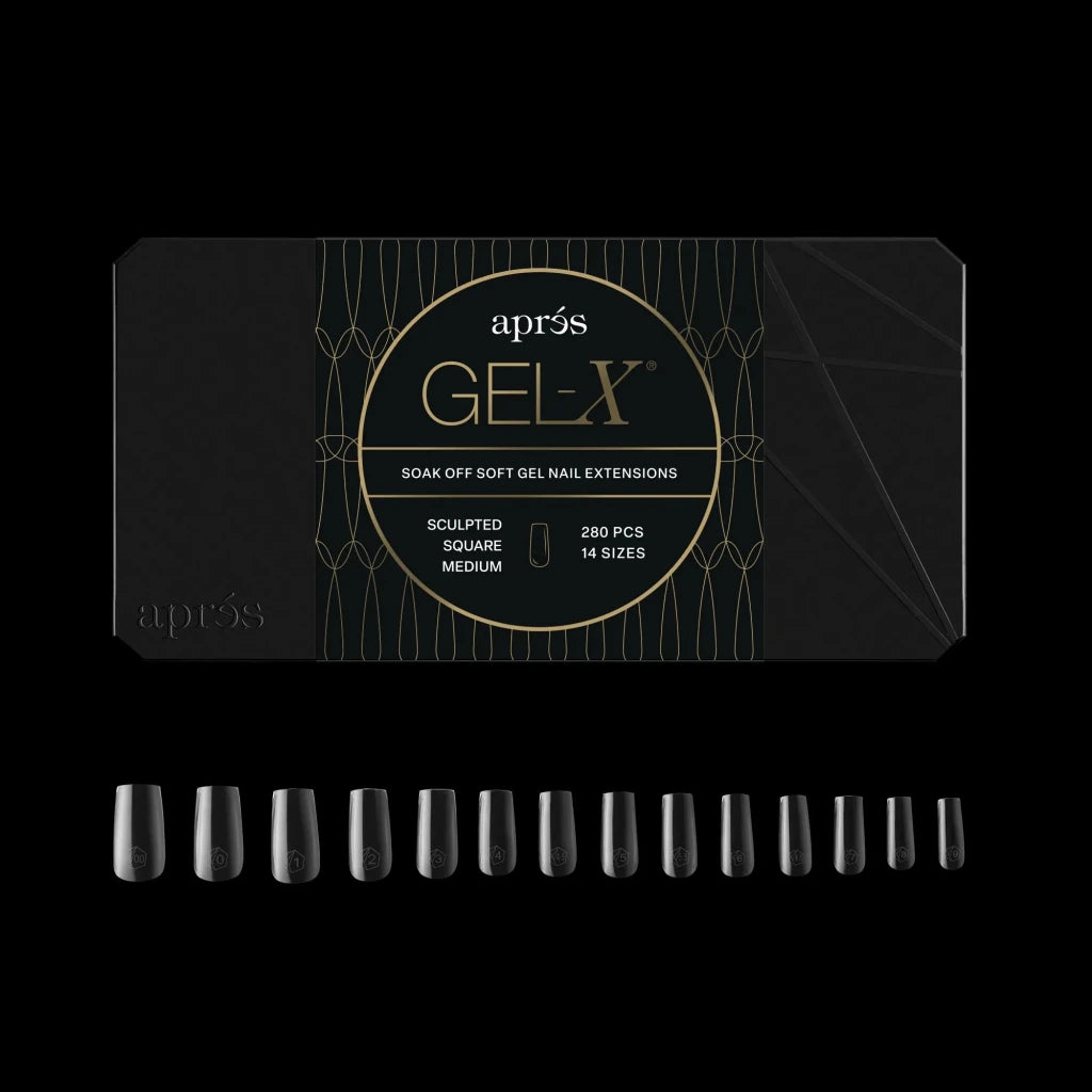 Aprés - Gel-X® Sculpted Square Medium Box of Tips - Mini (14 sizes, 280pcs) - Level Up Beauty Supply