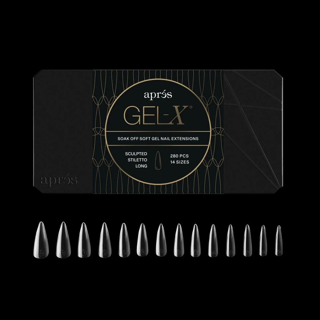 Aprés - Gel-X® Sculpted Stiletto Long Box of Tips - Mini (14 sizes, 280pcs) - Level Up Beauty Supply