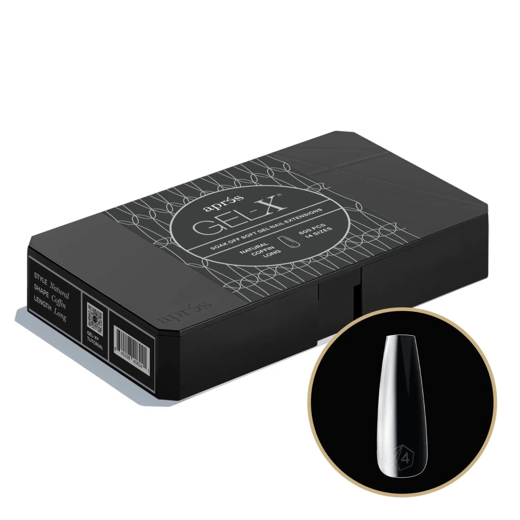 Aprés - Gel-X® Natural Coffin Long Box of Tips 2.0 - Pro (14 sizes, 600pcs) - Level Up Beauty Supply