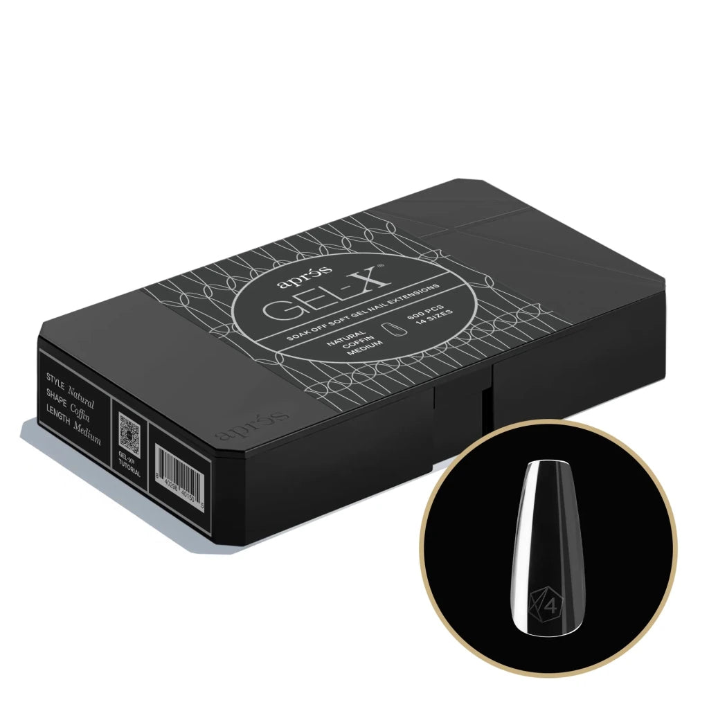 Aprés - Gel-X® Natural Coffin Medium Box of Tips 2.0 - Pro (14 sizes, 600pcs) - Level Up Beauty Supply