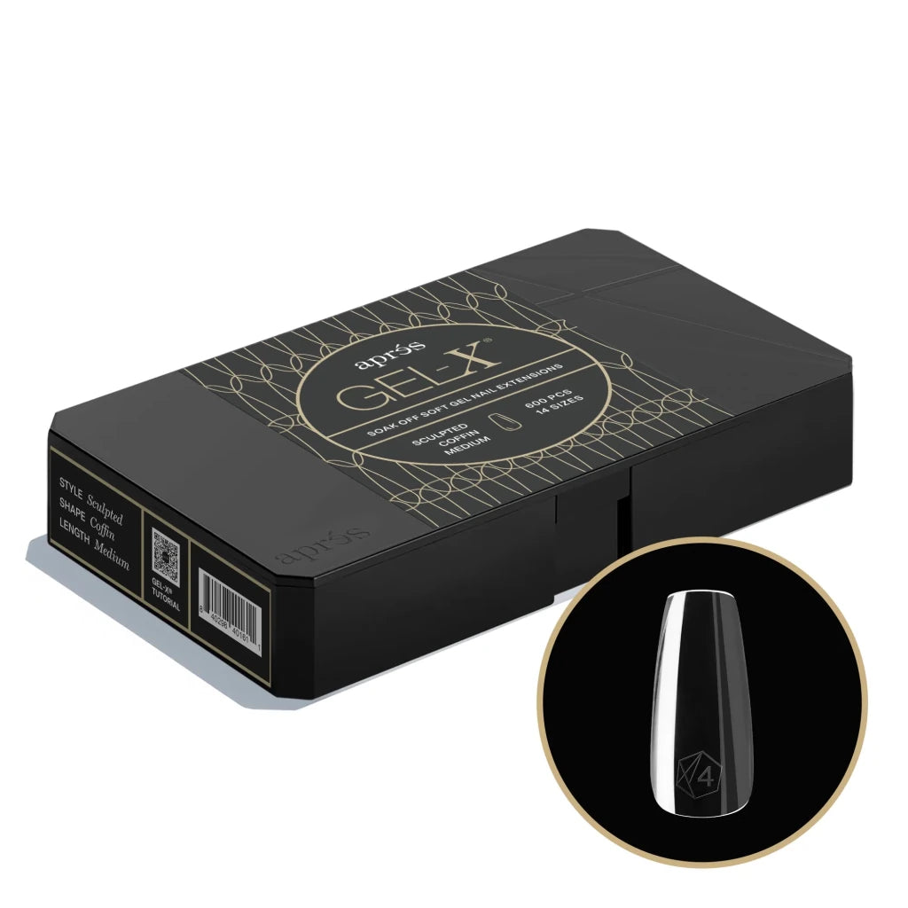 Aprés - Gel-X® Sculpted Coffin Medium Box of Tips 2.0 - Pro (14 sizes, 600pcs) - Level Up Beauty Supply