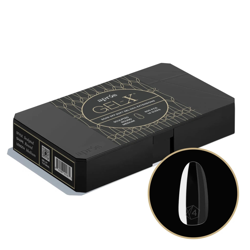 Aprés - Gel-X® Sculpted Round Medium Box of Tips 2.0 - Pro (14 sizes, 600pcs) - Level Up Beauty Supply