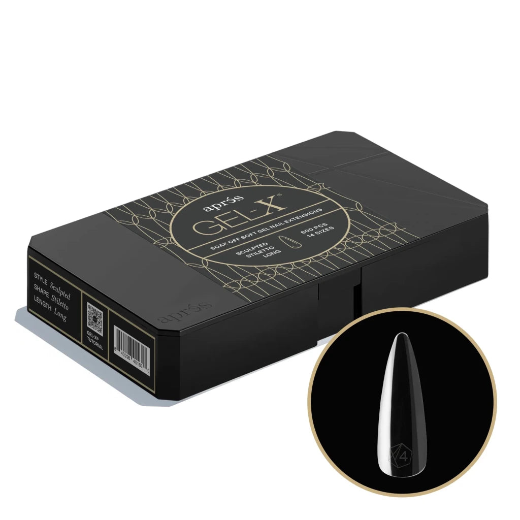 Aprés - Gel-X® Sculpted Stiletto Long Box of Tips - Mini (14 sizes, 280pcs) - Level Up Beauty Supply