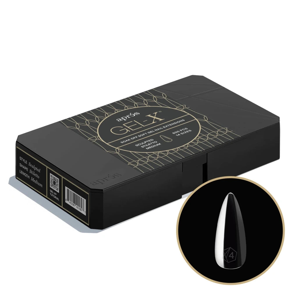 Aprés - Gel-X® Sculpted Stiletto Medium Box of Tips 2.0 - Pro (14 sizes, 600pcs) - Level Up Beauty Supply