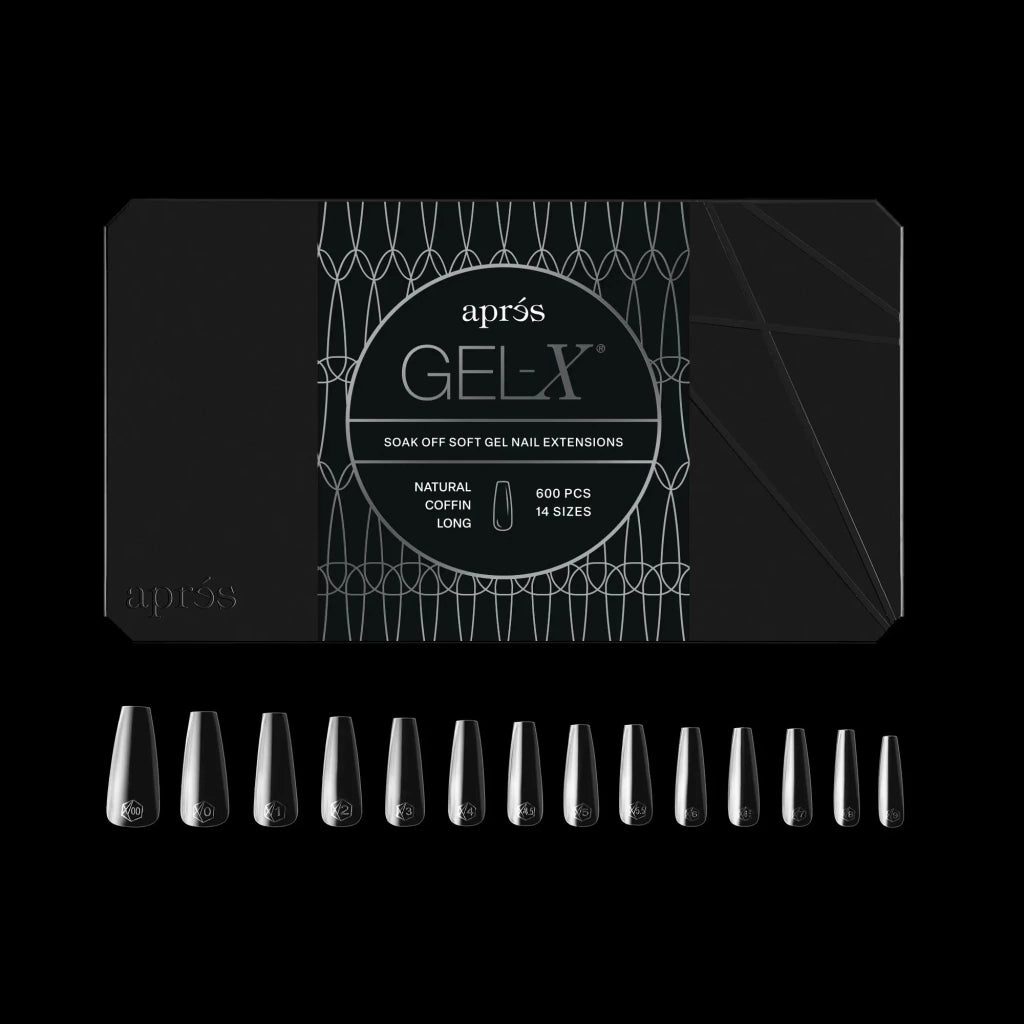 Aprés - Gel-X® Natural Coffin Long Box of Tips 2.0 - Pro (14 sizes, 600pcs) - Level Up Beauty Supply