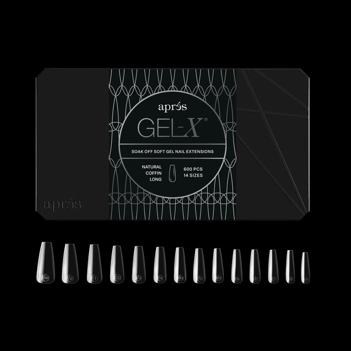 Aprés - Gel-X® Natural Coffin Long Box of Tips 2.0 - Pro (14 sizes, 600pcs)