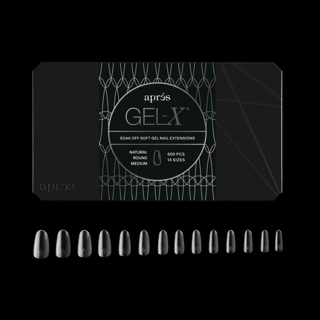 Aprés - Gel-X® Natural Round Medium Box of Tips 2.0 - Pro (14 sizes, 600pcs) - Level Up Beauty Supply