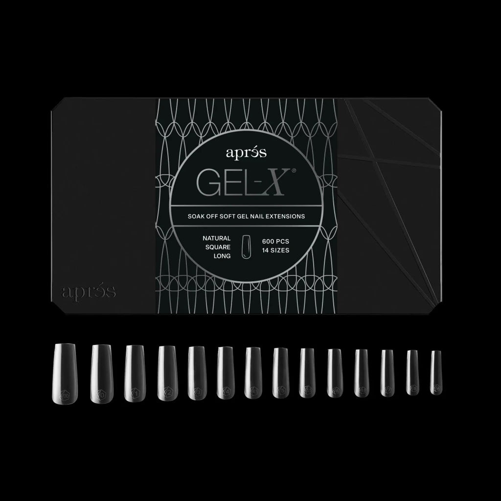 Aprés - Gel-X® Natural Square Long Box Of Tips 2.0 - Pro (14 sizes, 600pcs) - Level Up Beauty Supply
