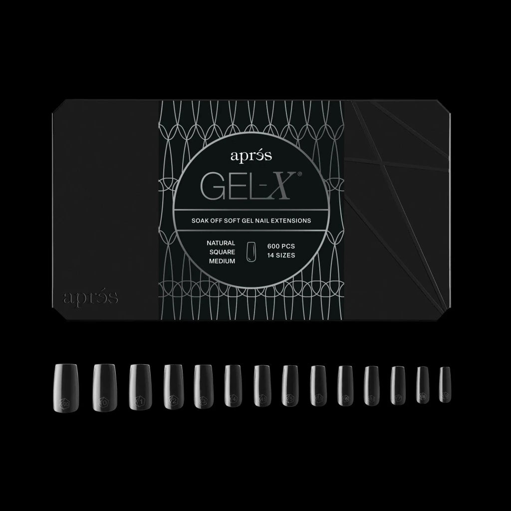 Aprés - Gel-X® Natural Square Medium Box of Tips 2.0 - Pro (14 sizes, 600pcs) - Level Up Beauty Supply
