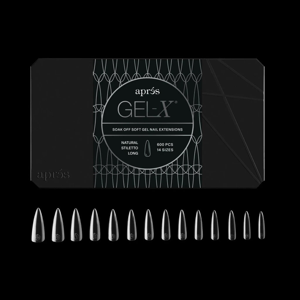Aprés - Gel-X® Natural Stiletto Long Box of Tips 2.0 - Pro (14 sizes, 600pcs) - Level Up Beauty Supply
