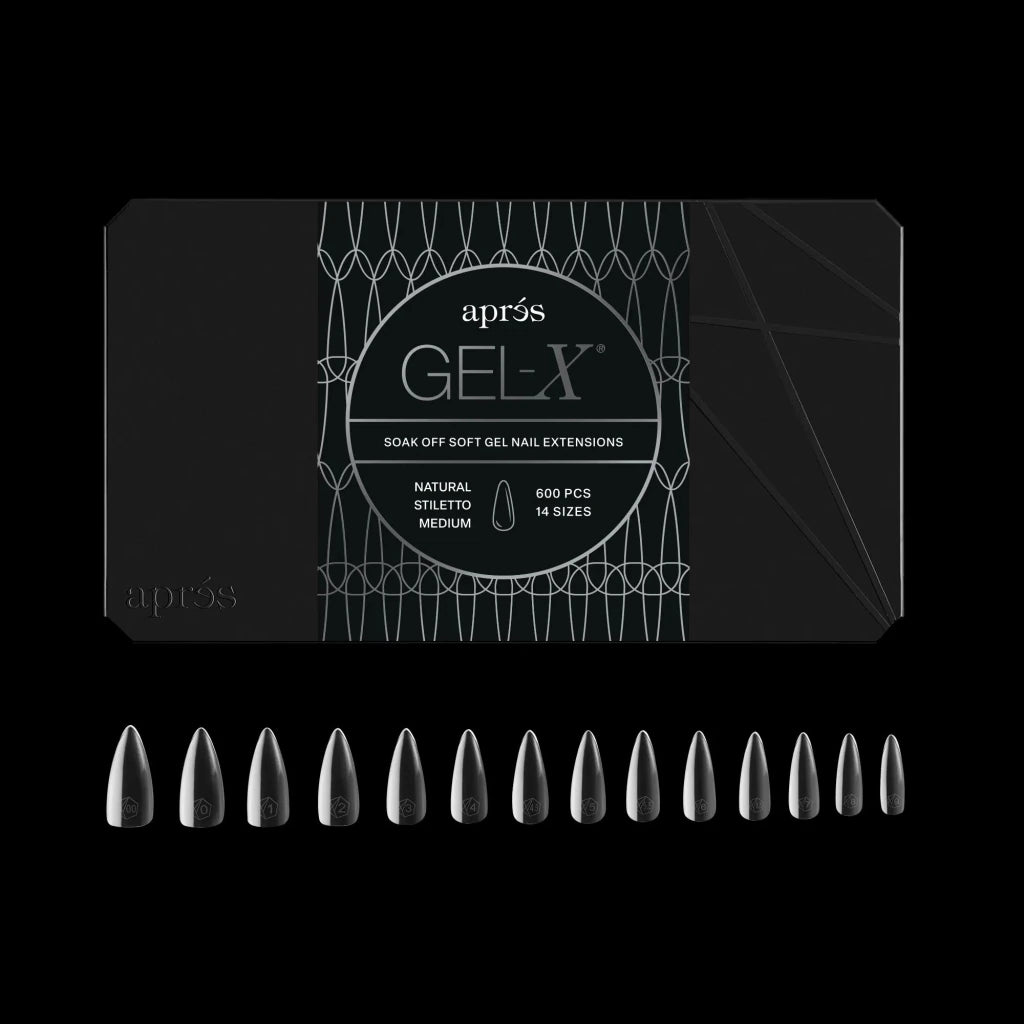 Aprés - Gel-X® Natural Stiletto Medium Box of Tips 2.0 - Pro (14 sizes, 600pcs) - Level Up Beauty Supply