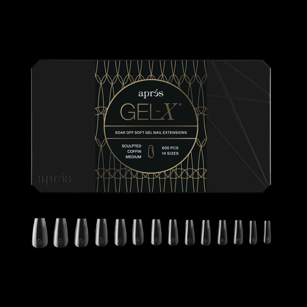 Aprés - Gel-X® Sculpted Coffin Medium Box of Tips 2.0 - Pro (14 sizes, 600pcs) - Level Up Beauty Supply