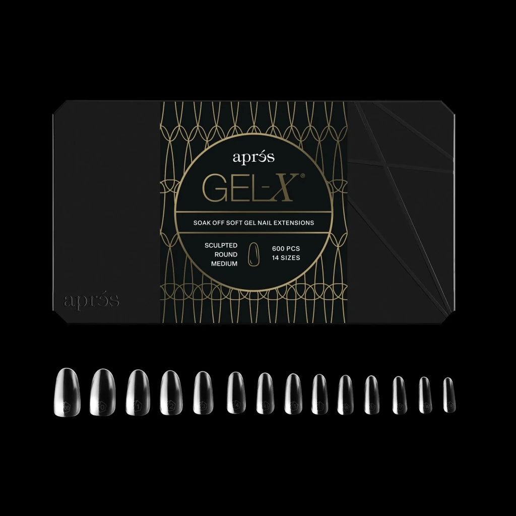 Aprés - Gel-X® Sculpted Round Medium Box of Tips 2.0 - Pro (14 sizes, 600pcs) - Level Up Beauty Supply