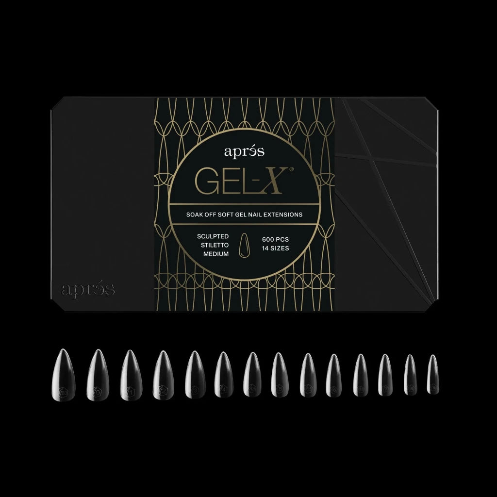Aprés - Gel-X® Sculpted Stiletto Medium Box of Tips 2.0 - Pro (14 sizes, 600pcs) - Level Up Beauty Supply
