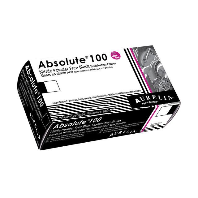 Aurelia Absolute 100 Nitrile Gloves, Black, 100pcs - Level Up Beauty Supply