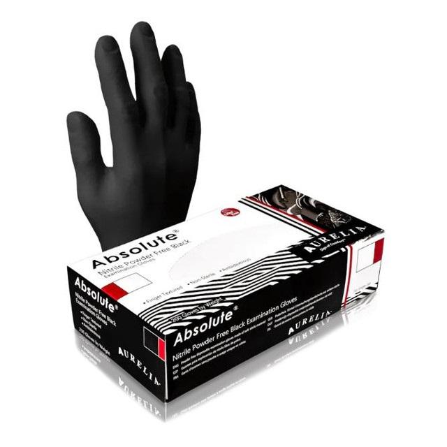Aurelia Absolute 100 Nitrile Gloves, Black, 100pcs - Level Up Beauty Supply