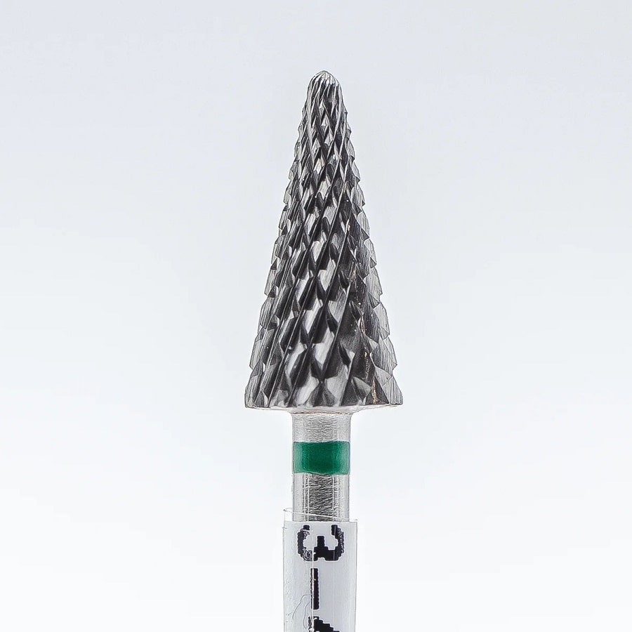 Carbide removal nail bit, Cone, Coarse (Green) (3-4-9) - Level Up Beauty Supply