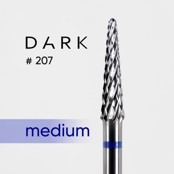 DARK Carbide Drill Bit 207, Thin Cone, Medium (Blue) - Level Up Beauty Supply