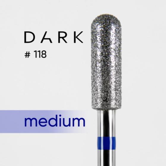 DARK Diamond Nail Bit 118 Rounded Cylinder 040, Medium (Blue) - Level Up Beauty Supply
