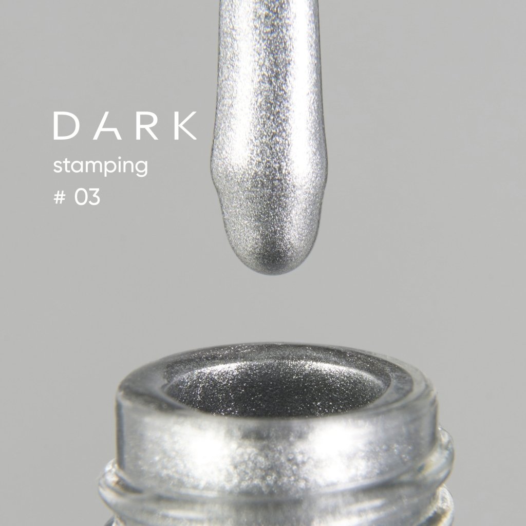 DARK Stamping polish 03 Silver, 10 ml - Level Up Beauty Supply