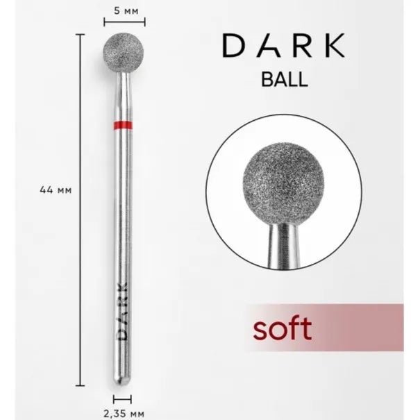 DARK Diamond Nail Bit Ball 5 mm Fine (Red) - Level Up Beauty Supply