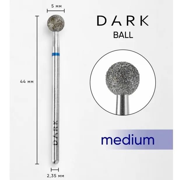 DARK Diamond Nail Bit Ball 5 mm Medium (Blue) - Level Up Beauty Supply