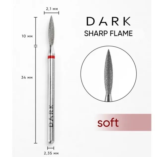 DARK Diamond Nail Bit Pointy Flame 2.1 x 10 Fine (Red) - Level Up Beauty Supply