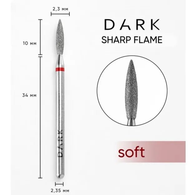 DARK Diamond Nail Bit Pointy Flame 2.3 x 10 Fine (Red) - Level Up Beauty Supply
