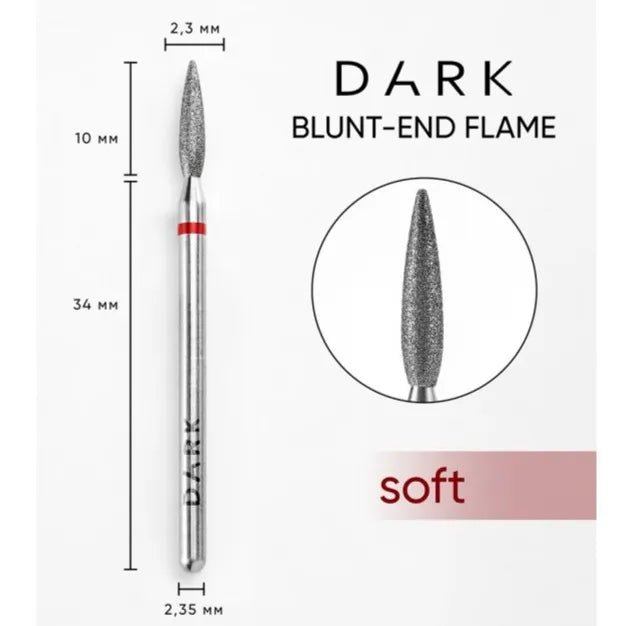 DARK Diamond Nail Bit Rounded Flame 2.3 x 10 Fine (Red) - Level Up Beauty Supply